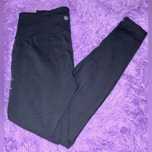 Athleta Leggings Stretch Elastic Waist Black Solid Women S